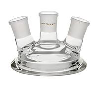 Couvercle du récipient de réaction, bride DN 100, col médian NS 29/32, 2 cols latéraux NS 29/32 inclinés d'un angle d'environ 15° par rapport au col médian, verre borosilicaté 3,3