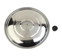 Couvercle en acier inoxydable de 32 cm de diamètre pour une utilisation avec casserole, poêle, wok, poêle à lait et cocotte, passe au lave-vaisselle avec bouton en plastique noir (36 cm)