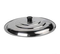 Couvercle en acier inoxydable pour wok, poêle à frire et casserole, 32 cm de diamètre avec bouton en plastique noir résistant à la chaleur, passe au lave-vaisselle, accessoire de cuisine (38 cm)