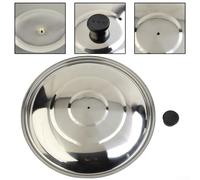 Couvercle en acier inoxydable pour wok, poêle à frire et casserole, 32 cm de diamètre avec bouton en plastique noir résistant à la chaleur, passe au lave-vaisselle (36 cm)