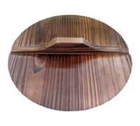 Couvercle en bois de sapin carbonisé fabriqué à la main avec poignée haute pour wok, 26 cm (30-30-1,6 cm)