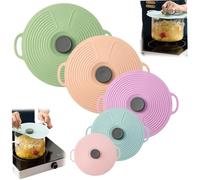 Couvercle en pot en silicone, 5pcs 12.4 / 11/9.1 / 7.9 / 6 '' couvercles de bol en silicone aux couvercles de silicone pour pots et poêles de bol en silicone avec des couvercles d'aspiration réutilis