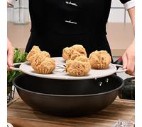 Couvercle en silicone avec poignée intégrée et aération centrale pour contrôler la vapeur utilisée comme couvercle de cuiseur vapeur et protection contre les éclaboussures d'huile (vert)