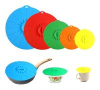 Couvercle en silicone coloré pour yaourt - Anti-poussière - Réutilisable - Universel - 5 tailles - Convient à tous les conteneurs ronds - Bord plat (a)