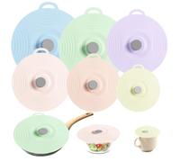 Couvercle en silicone en 6 grandes tailles, réutilisable, universel, pour aliments, convient à tous les récipients ronds à bord plat