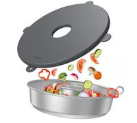 Couvercle en silicone extensible Omnia® (sans four) - Couvercle de casserole pour Omnia Sweden et Pan Maxi - Sans BPA - Passe au lave-vaisselle (gris foncé)