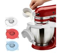 Couvercle en silicone pour bol mixeur, pour Artisan pour Classic Serie, pour robot de cuisine à tête basculante de 4,5 à 5 QT, couvercle anti-éclaboussures avec bol pliable, facile à nettoyer (Red