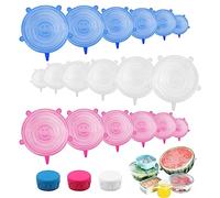 Couvercle en Silicone Réutilisable 18pcs - Extensibles de 6 Tailles Différentes pour Bocaux, Bols, Bouteilles - Alimentaire Permanence