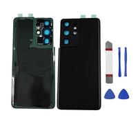 Couvercle en Verre Arrière Galaxy S21 Ultra Compatible avec S21 Ultra 5G SM-G998B G998U G998U1 G998W, incluant la Pièce de Verre de L'objectif de la Caméra et la Sangle Préinstallée (Noir Fantôme)