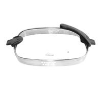 STONELINE Future Couvercle Passoire en Verre Carré 28x28 cm - Couvercle avec Bord en Acier Inoxydable, Compatible avec Poêles et Casseroles