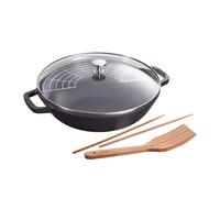 Couvercle en verre cercle Inox Bouton Inox D30 cm Staub