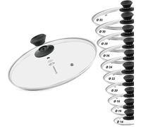 Couvercle en Verre Trempé avec Rebord en Acier Inoxydable Ø18 cm - Couvercle de casserole de poêle en verre UNIVERSAL avec poignée en bakélite