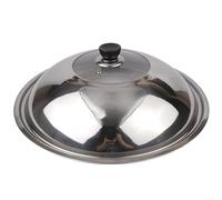 Couvercle en verre trempé de 40 cm avec bord en acier inoxydable pour casserole, wok et cocotte, poignée résistante à la chaleur pour une cuisson sûre, couvercle de poêle de rechange