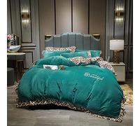 Couvercle Ensemble Size Couvertures Doubles Roses Couvre-Housse Couette Marron Ensembles literie Sets de Courtepointe Cover Plate Douce Flanelle Hiver Twin Double Taille (Green King)
