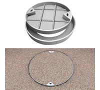 Couvercle et cadre de regard circulaire en acier inoxydable - Chambre d'égout encastrée et dissimulée robuste Intégré(Diameter 27.6in)