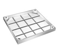 Couvercle et cadre de regard encastrés en acier inoxydable, 1 pièce, for jardin, trottoir, gazon, pavés(500x500x50mm)