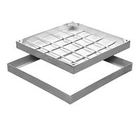 Couvercle et cadre de regard invisibles carrés en acier inoxydable durables pour une utilisation intérieure/extérieure - Parfait pour les cours, les routes et les solutions de décoration élé