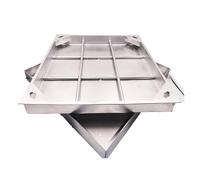 Couvercle et cadre de regard invisibles en acier inoxydable, couvercle de fosse septique carré intégré, résistant à l'usure et à la corrosion, adapté aux cours(201,19.6inx19.6x3.1in)