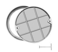 Couvercle et Cadre de Regard Ronds Acier Inoxydable, Couvercles de Fosse Septique Invisibles, Plaque d'Égout Encastrés avec Base pour Parcs, Rues et Trottoirs(60 cm/24 in)