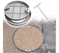 Couvercle et Cadre de Regard Ronds en Acier Inoxydable | Couvercle D'accès Invisible et Durable pour Allées, Autoroutes, Cours et Jardins(Dia 86cm/34in)