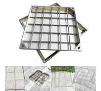 Couvercle Et Cadre De Trou D'homme Acier Inoxydable De Classe,couvercle De Fosse Septique Carré Encastré Robuste Avec Base,couvercle De Bassin D'eaux Usées Invisible À Encastrer(19.5''x19.5''x2'')