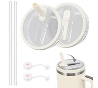 Couvercle Étanché pour Stanley Cup 40 oz 2 Pièces Couvercle Stanley Cup Etanche avec 2 Paille,Tumbler Lid Anti-Fuite et Anti-Poussière,faciles à nettoyer et réutilisables,accessoires pour tasse