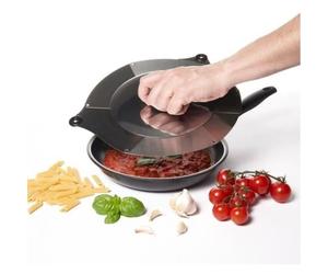 Couvercle éventail universel en inox - GENIETTI - Ø12 à 32 cm - Bouton anti-brûlure