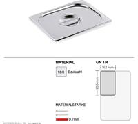 Couvercle Gastronorm GN 1/4 - GN90 - 18/8 acier inoxydable - 0,7mm