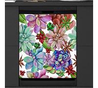 Couvercle magnétique coloré pour lave-vaisselle - Décoration de cuisine - Plante succulente - Avant de lave-vaisselle - Autocollant décoratif pour appareil photo - 58,4 x 66 cm