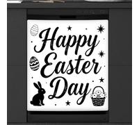 Couvercle magnétique pour lave-vaisselle avec inscription Happy Easter Day Lapin Eggs, panneau magnétique décoratif pour réfrigérateur, armoire de machine à laver, feuille magnétique pour appareils de