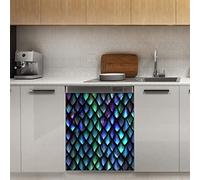 Couvercle magnétique pour lave-vaisselle, motif écailles de dragon, écailles d'animaux colorées, panneau magnétique décoratif pour réfrigérateur, cuisine, décoration de porte, 58,4 x 66 cm