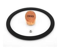 OGO LIVING - Couvercle en verre avec poignée en bois 16 cm - 7930265 - couvercle résistant aux chocs avec poignée en chêne brut et joint en silicone