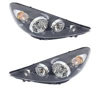 Couvercle Phare Phares Avant De Voiture Pour Peugeot 207 2009-2013 Ensemble Phares Remplacement Lampe Avant Complète Ensemble D'éclairage Automatique Couvercle Phare Voiture(Noir,2 Pcs Left and Right)