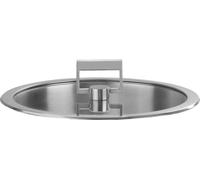 Couvercle plat Strate fixe ø 18 cm en verre trempé cerclé inox avec un bouton ra