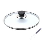 Couvercle Poele,Couvercle Casserole Batterie de cuisine en acier inoxydable, couvercle verre renforcé, wok trempé, casserole rond Pyrex, bouton qualité supérieure(22cm)