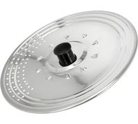 Couvercle polyvalent en acier inoxydable ø 28 cm. Utilisation du couvercle anti-éclaboussures et de l'égouttoir. Le couvercle peut être adapté à différentes tailles.