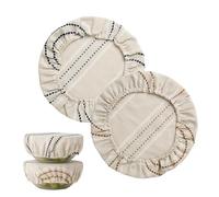 Couvercle Pour Bol De Fermentation Levain En Lin Réutilisable Housse - Charlotte Tissu Ajustable Élastique 2 Pièces Éco-Responsable | Calotte Extensible Conservation Aliments Salade Fruits |