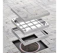 Couvercle rectangulaire de trou d'égout intégré en acier inoxydable pour carrelage et dalles - Durable - Pour inspection des eaux usées et évacuation pluviale (66 x 76,2 cm)