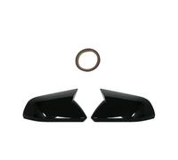 couvercle rétroviseur porte 1 Paire Caches Rétroviseurs Latéraux Fibre Carbone Noir Brillant Style Corne Pour Ford Pour Mustang 2015 2016 2017 2018 2019 2020(No lights Black)