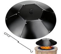 Couvercle rond de 81,3 cm pour foyers de camp jusqu'à 76,2 cm, housse de foyer en métal avec poignée, couvercles de foyer d'extérieur sans fumée pour tables de cheminée, kit de rechange très résistant