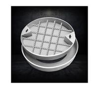 Couvercle rond en acier inoxydable avec cadre, couvercle de vidange robuste pour terrasses, allées et allées, 70 x 70 x 5 cm - et fiable