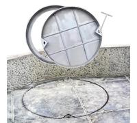 Couvercle rond en acier inoxydable avec cadre de 81,3 cm de diamètre x 5,1 cm de haut - Couvercle d'accès invisible pour fosse septique avec crochet extracteur et robuste pour tailles de 45,7 à 94,4