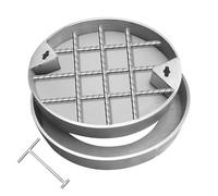 Couvercle rond en acier inoxydable avec crochet invisible, capacité de charge de 1 tonne, design encastré pour jardins, terrasses, garages et routes (60 x 5 cm)