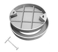 Couvercle rond invisible pour lavabo d'égout - Charge de 1 tonne - Couvercle d'accès en acier inoxydable avec crochet - Design encastré pour terrasses, jardins, garages et routes (30 x 5 cm)