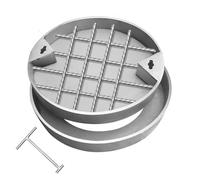 Couvercle rond invisible pour lavabo d'égout, couvercle encastré en acier inoxydable avec crochet, couvercle d'inspection d'accès, pour terrasses, jardins, garages et routes, charge 1 tonne