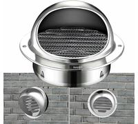 couvercle rond pour sèche-linge, Grille de ventilation en acier inoxydable avec moustiquaire argentée, plusieurs tailles(60mm)
