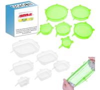 Couvercle silicone alimentaire 12 pieces adaptable a differentes tailles Reutilisable Sans BPA ecologique Resistant aux hautes et basses temperatures Resistant au lave-vaisselle
