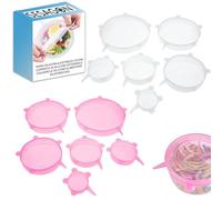 Couvercle silicone alimentaire 12 pieces adaptable a differentes tailles Reutilisable Sans BPA ecologique Resistant aux hautes et basses temperatures Resistant au lave-vaisselle