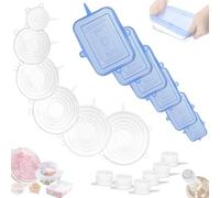 Couvercle silicone alimentaire 18 pieces sans BPA our un stockage sûr des aliments elastiques reglables polyvalentes reutilisables ecologiques robustes lavables au lave-vaisselle