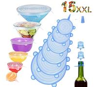 Couvercle Silicone Alimentaire,longzon[15pcs]Couvercle Silicone Extensible, Film etirable Alimentaire reutilisable,Universel pour Micro Ondes Four, saladier, rangement frigo,sans BPA